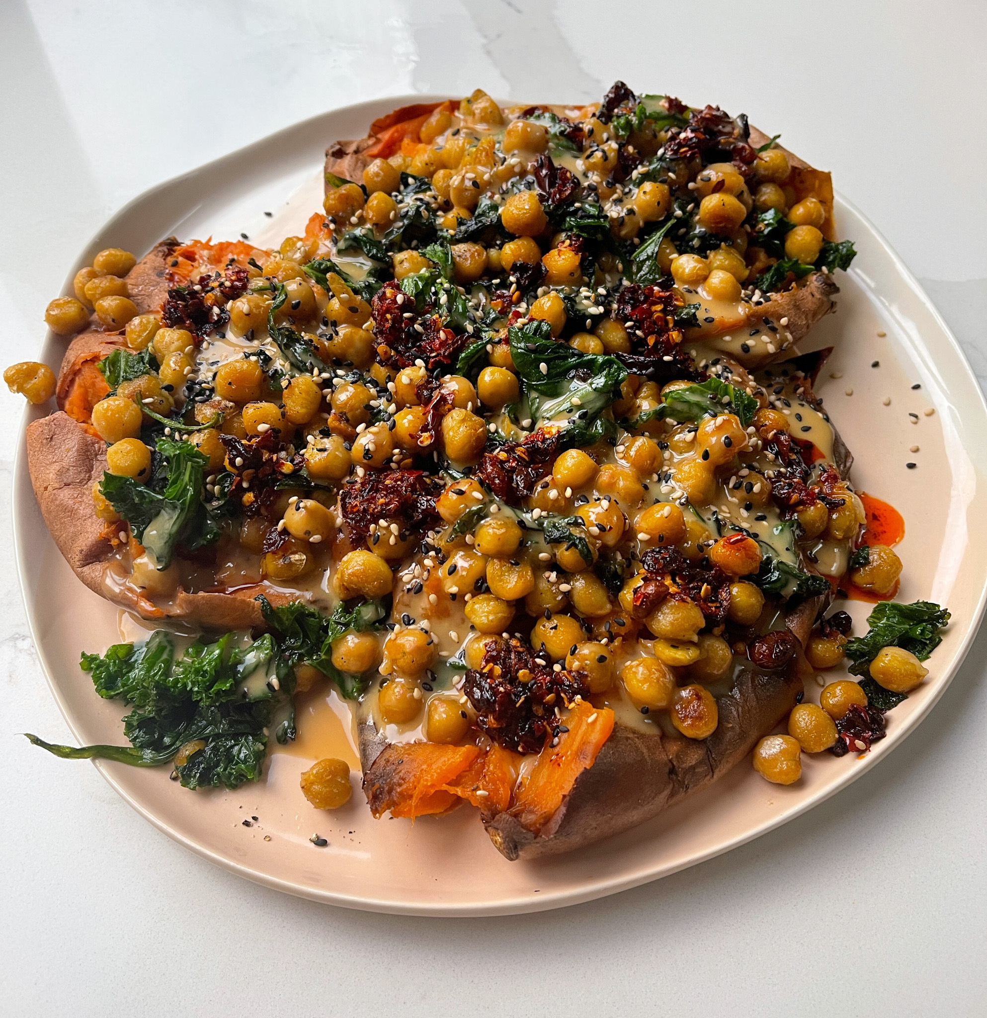 Sweet Potatoes With Tahini Butter Chickpeas-image