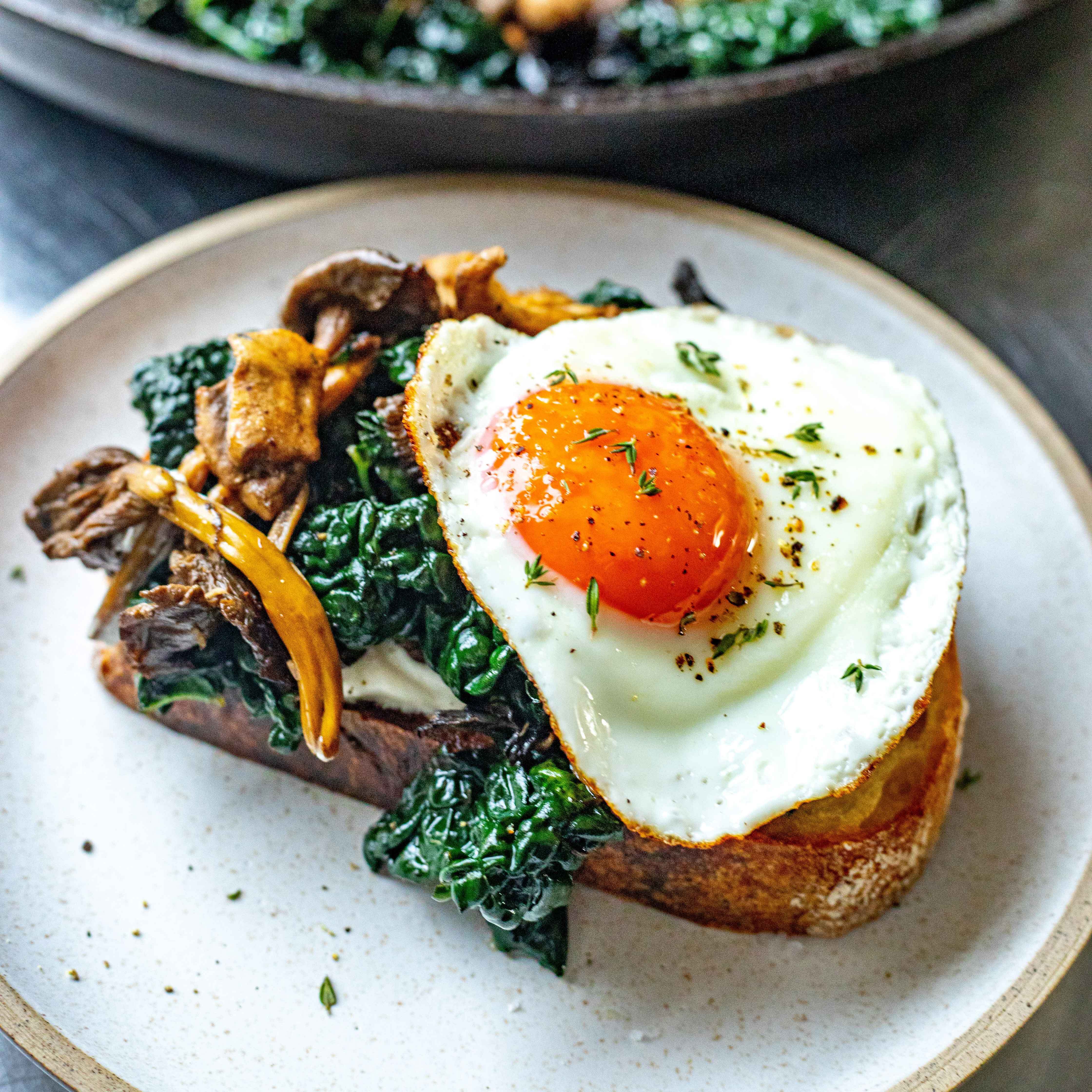 Mushrooms & Cavolo Nero On Toast With Ricotta-image