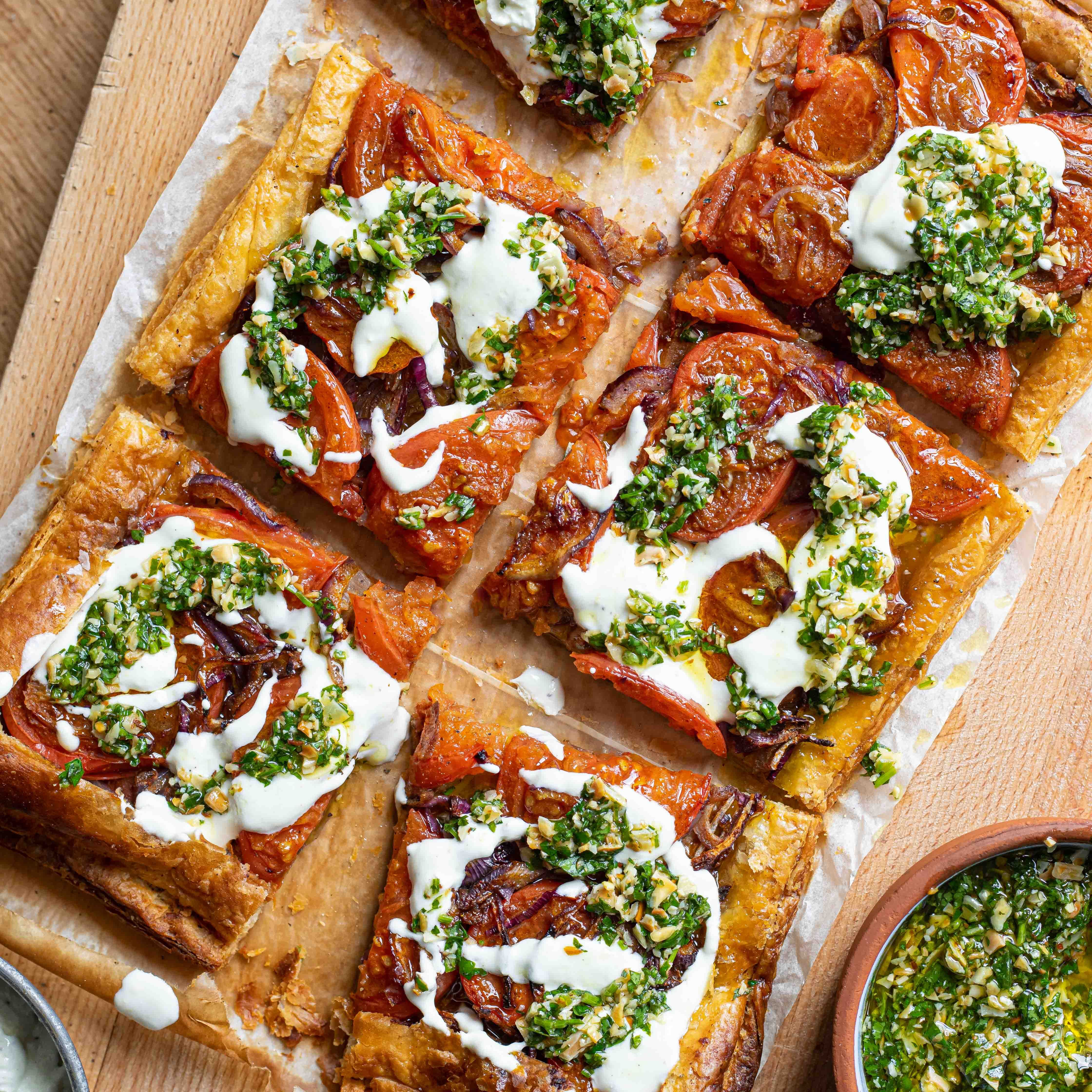 Tomato Tart With Whipped Feta & Peppery Watercress Salad-image