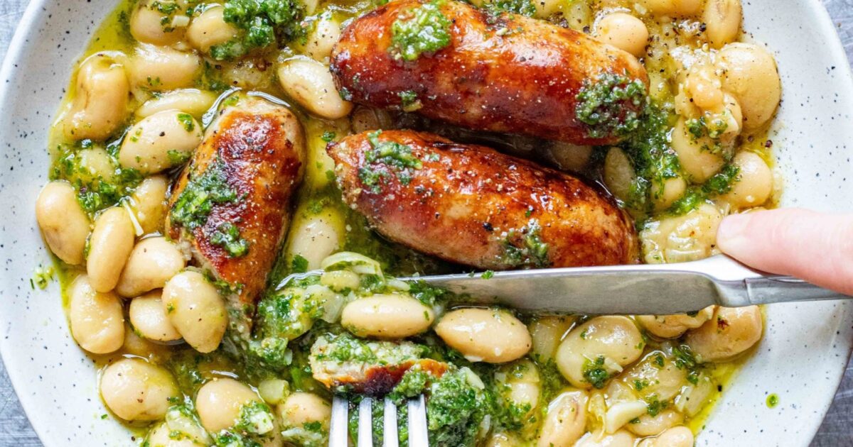 Mob — Creamy Butter Beans With Sausage & Kale Pesto