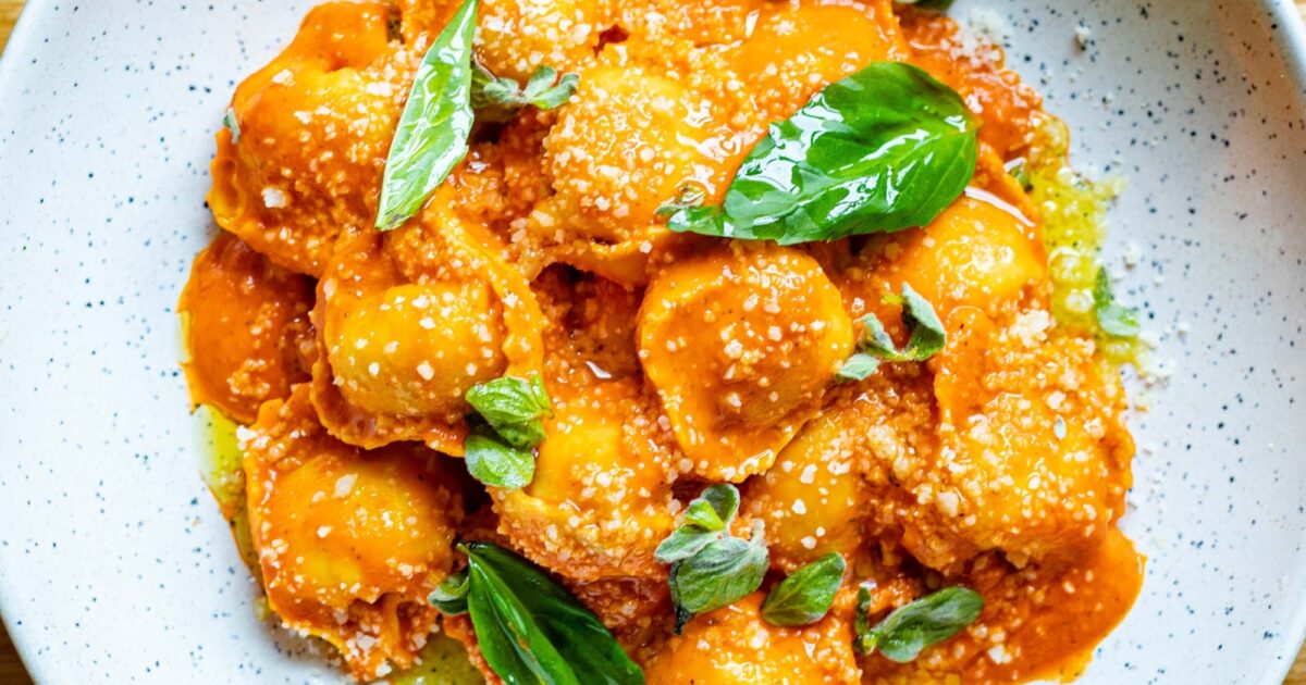 Chicken &amp; Pancetta Tortelloni With Red Romesco &amp; Oregano | Mob