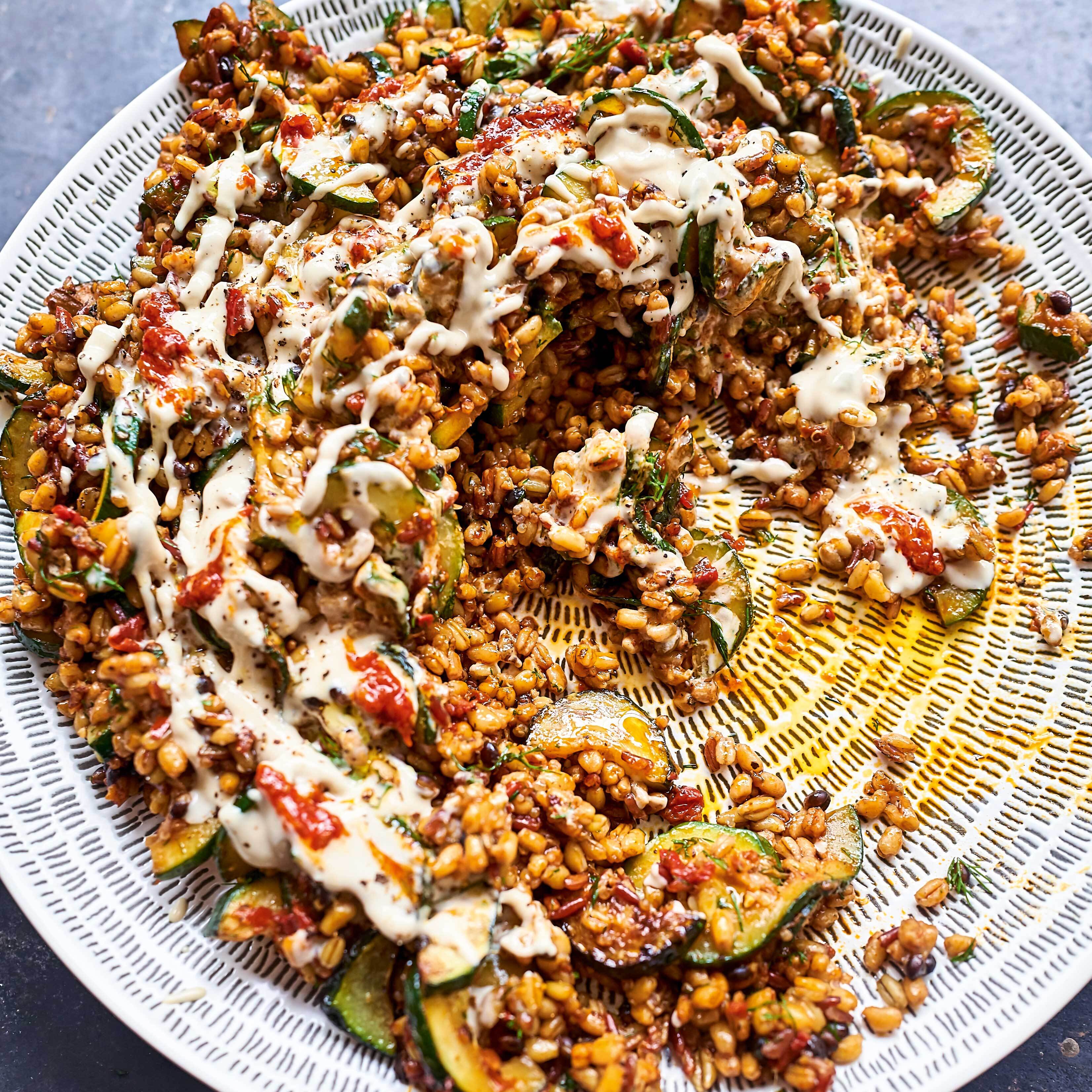 Harissa Courgette Grains with Tahini Dressing-image