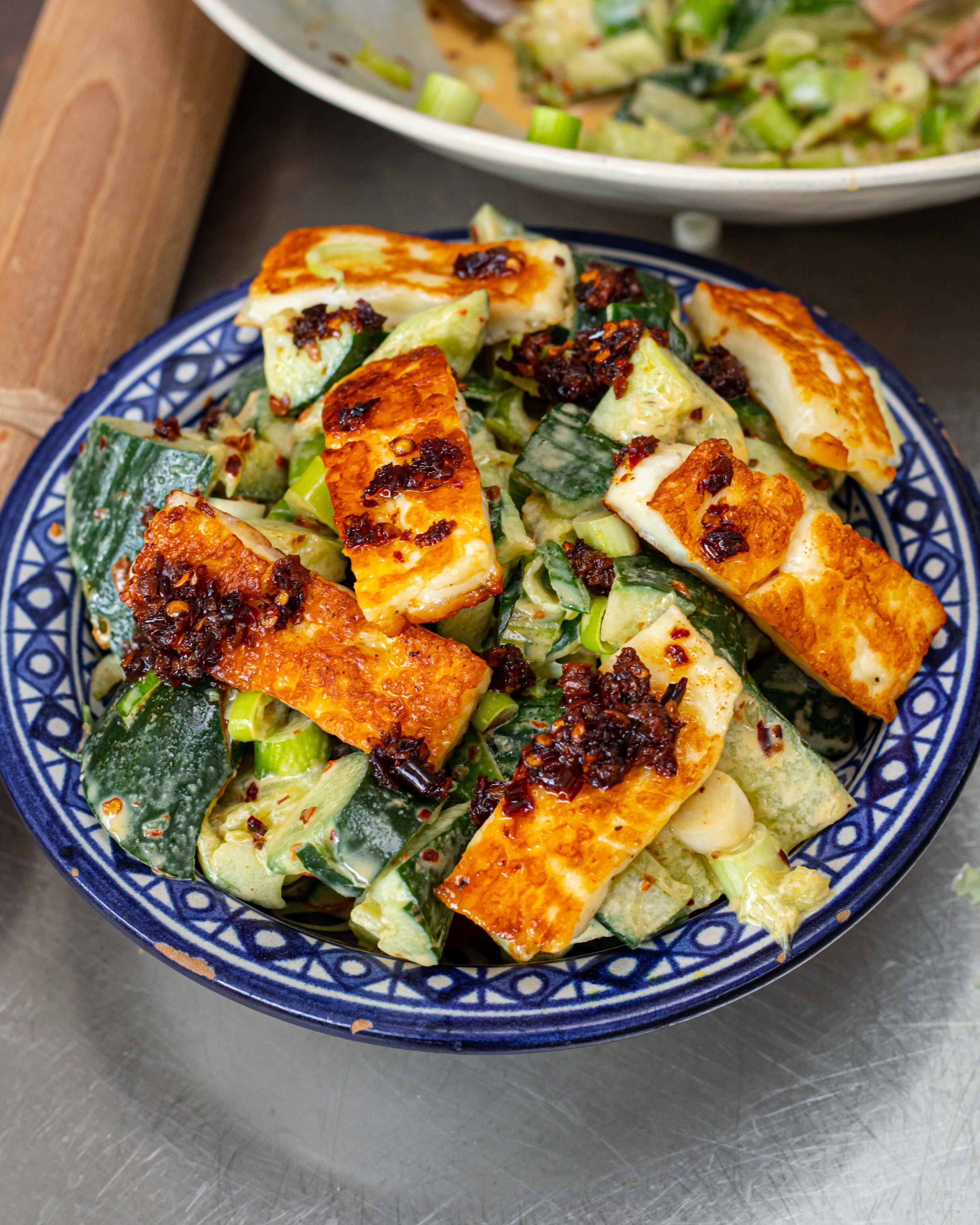 Smashed Cucumber and Tahini Salad-image