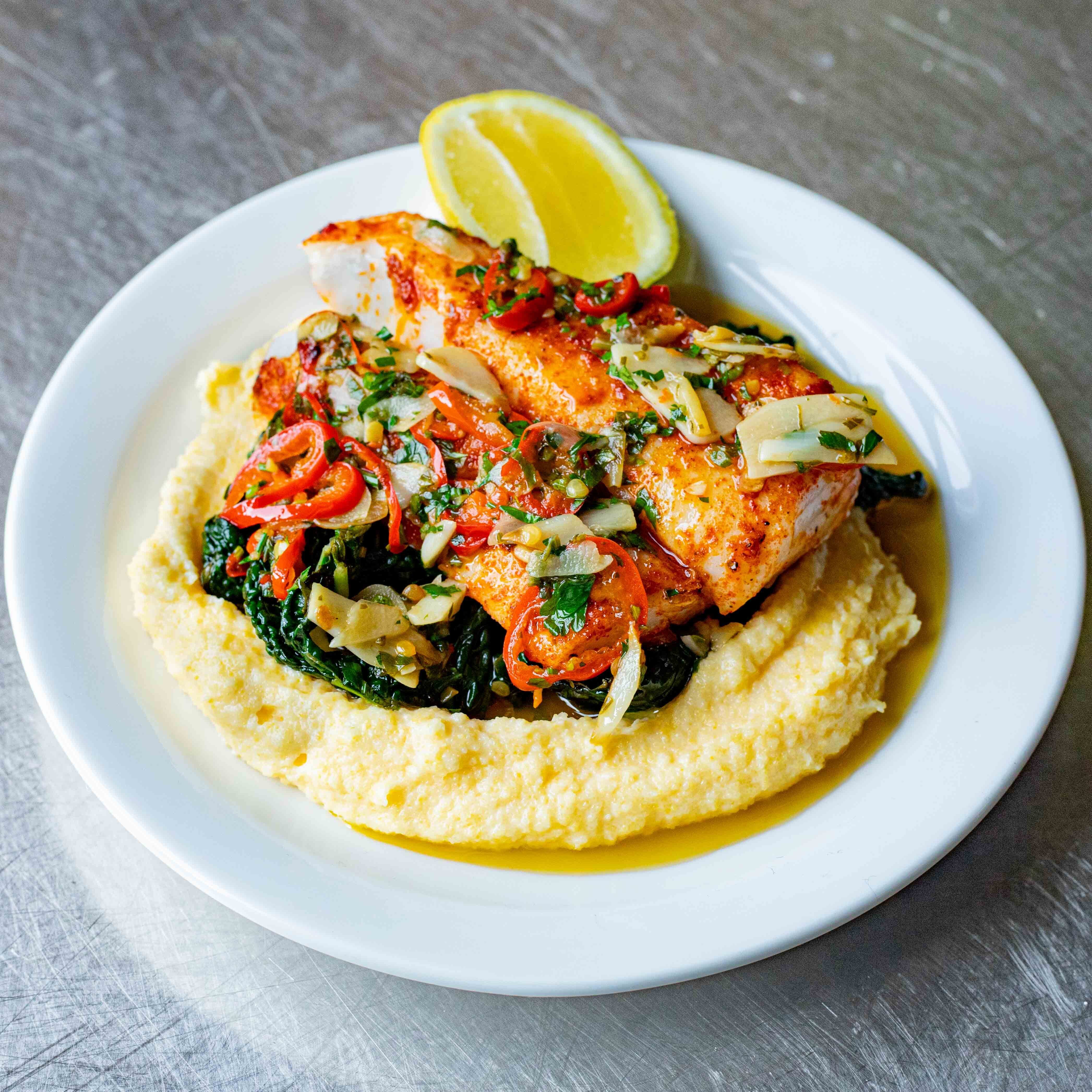 Cod 'Aglio e Olio' With Polenta