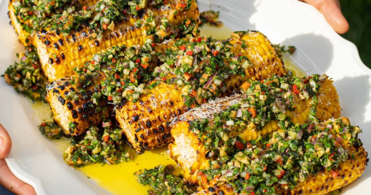 Mob — Crispy Grilled Corn with Nutty Salsa Verde