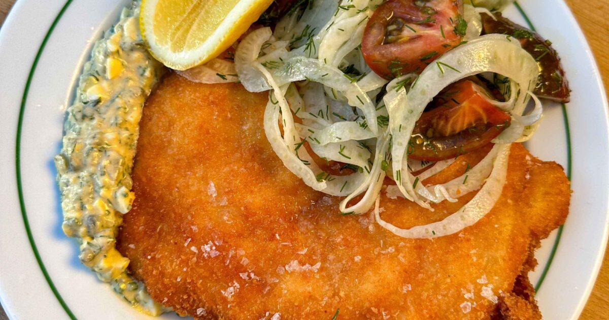 Mob — Chicken Schnitzel with Sauce Gribiche & Fennel Salad