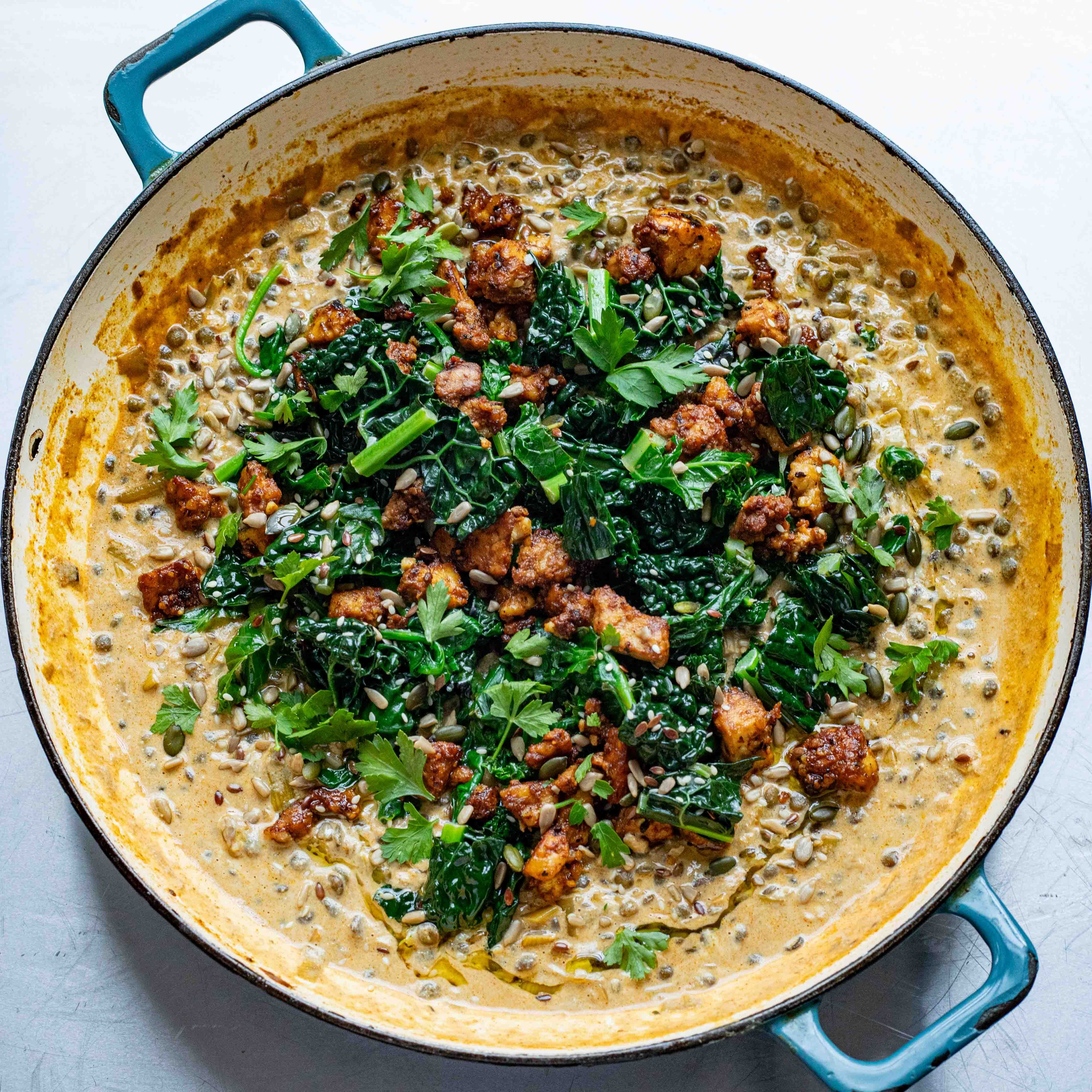 Cheesy Lentils & Fridge-raid Greens-image