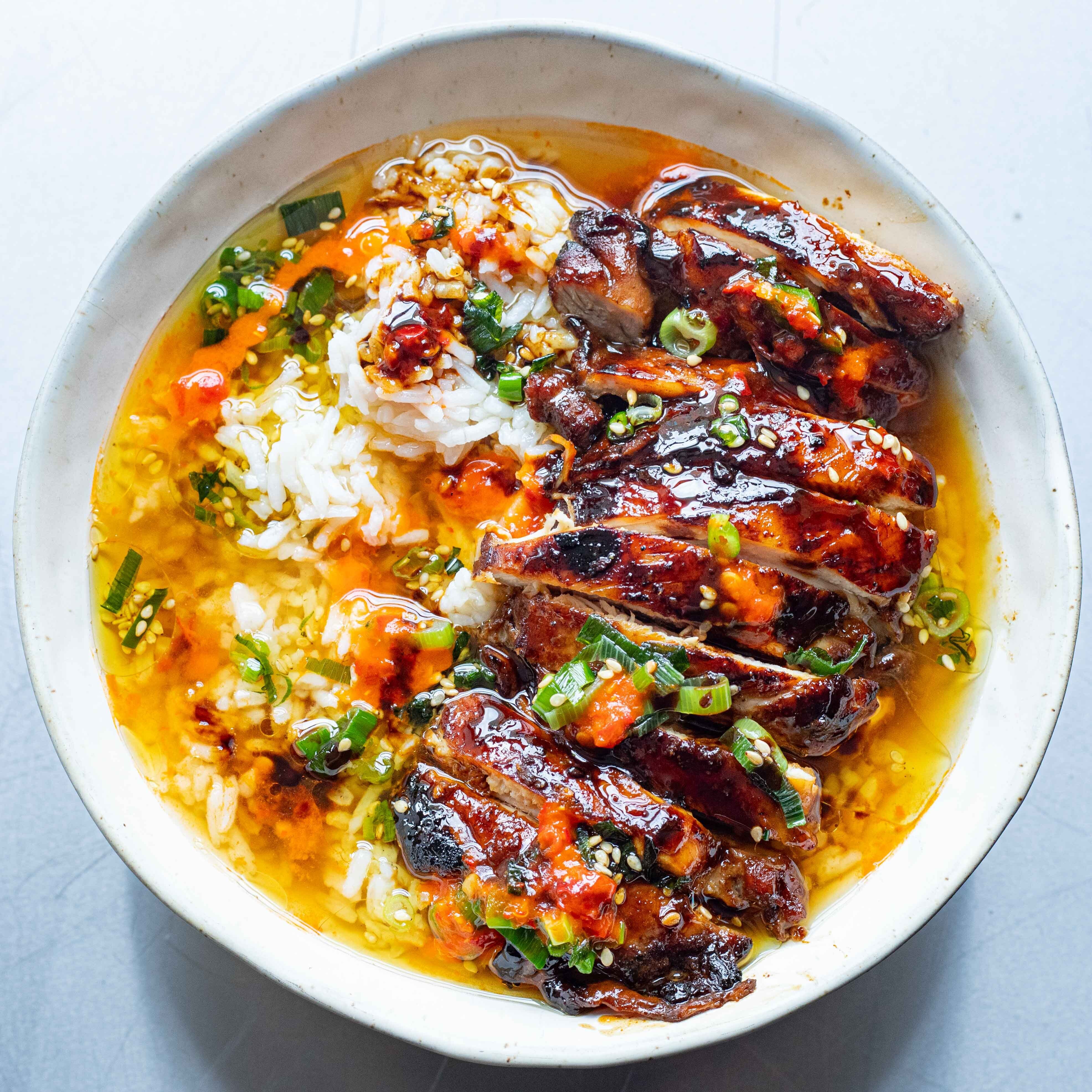 Caramelised Soy Chicken in Garlic Ginger Broth with Rice-image