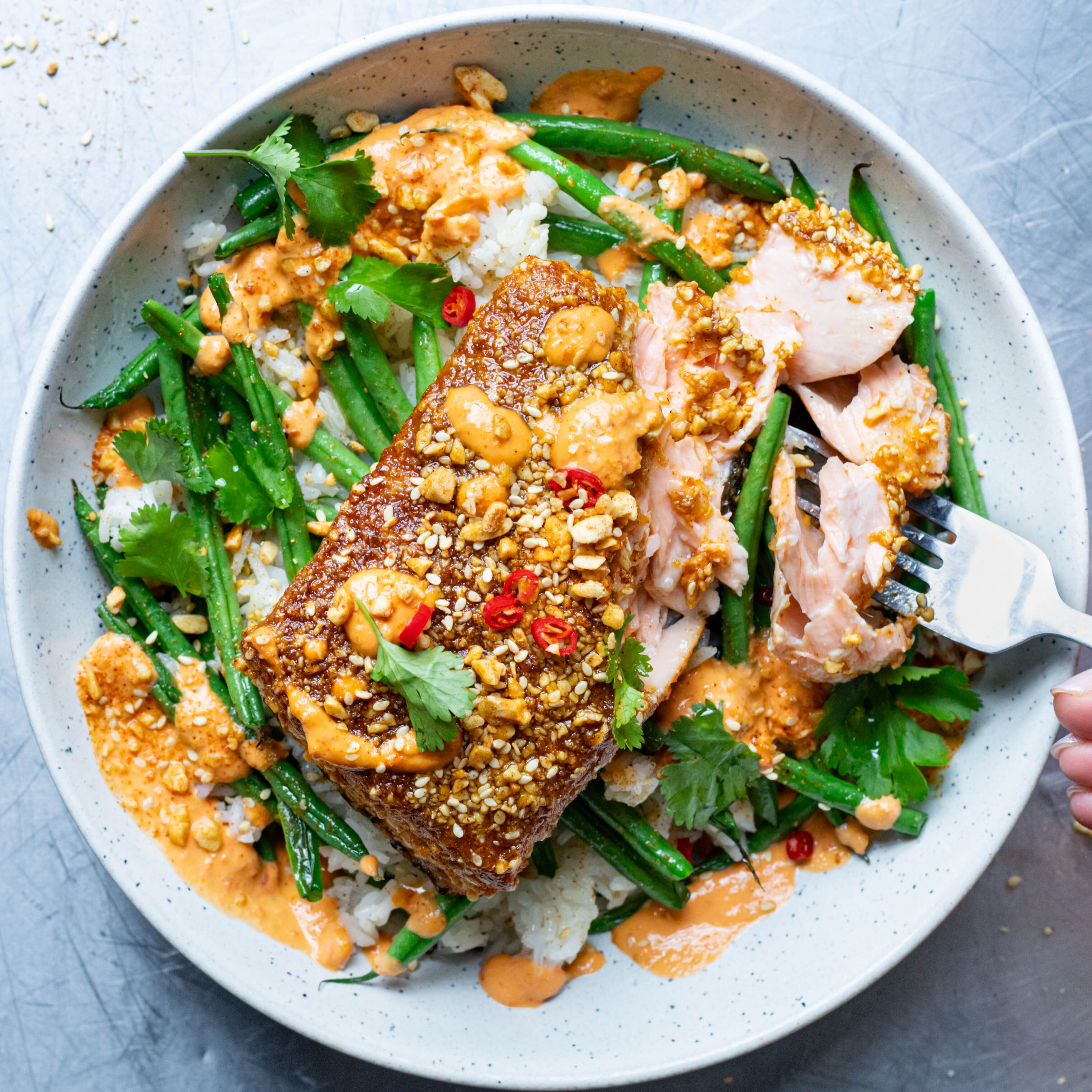 Spicy Peanut Air Fryer Salmon Bowl-image
