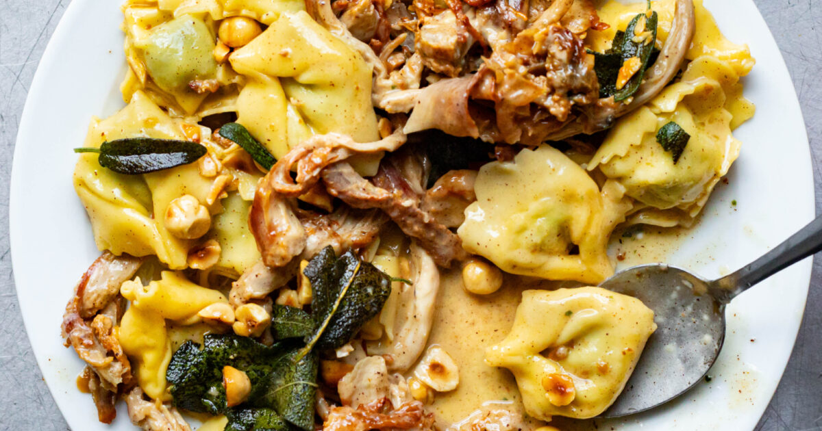 Shredded Turkey Ravioli with Crispy Sage & Hazelnut Butter | Mob