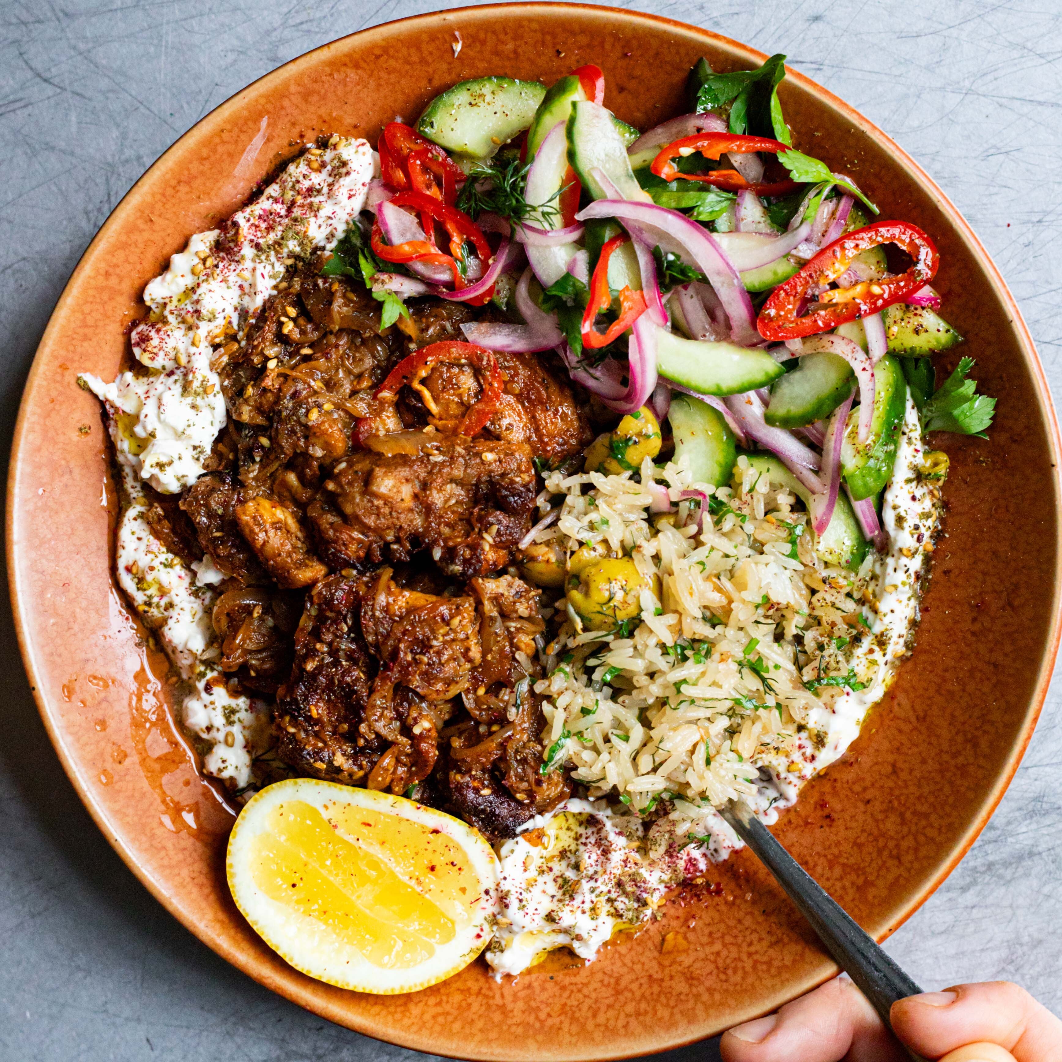 Za'atar Chicken, Olive Rice & Whipped Feta-image