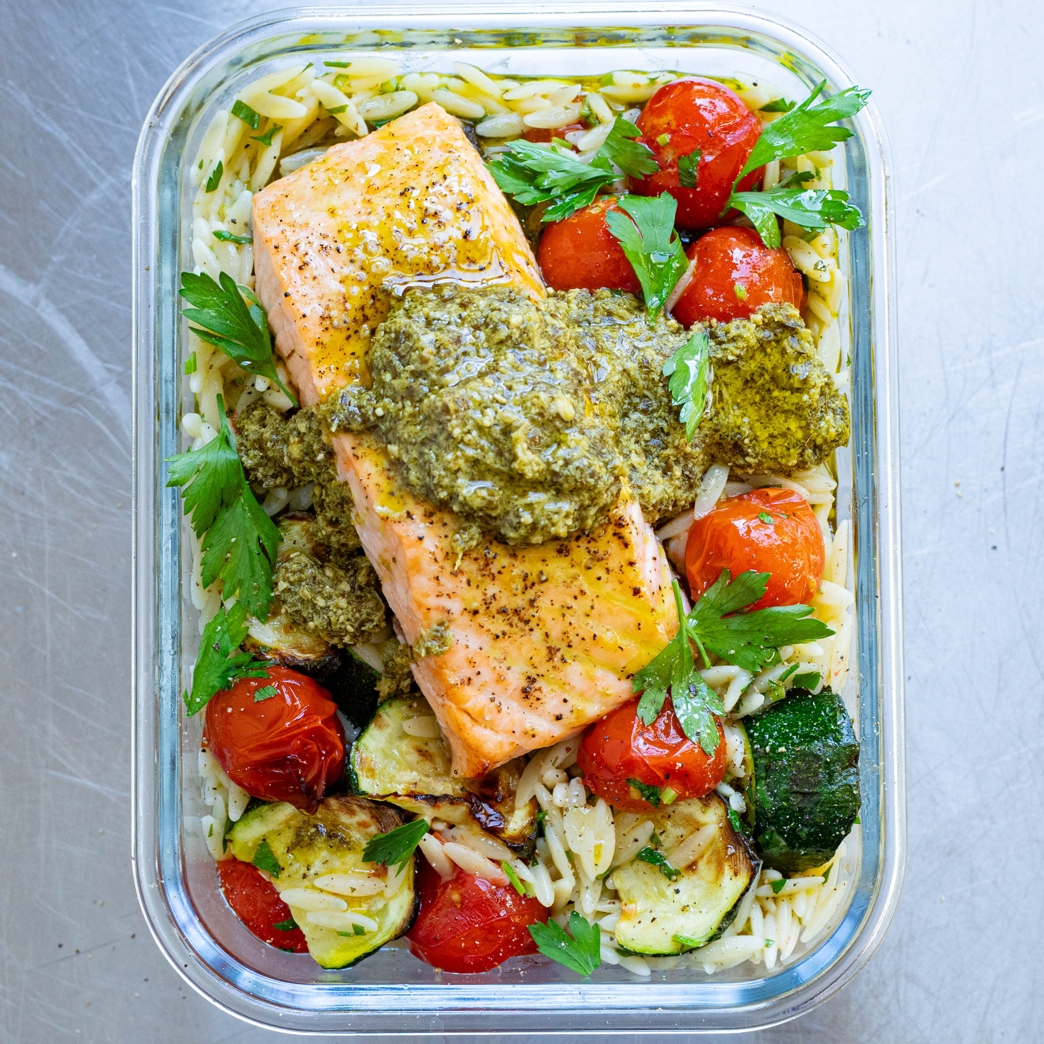 Lunch Box: Pesto Salmon Orzo Salad-image