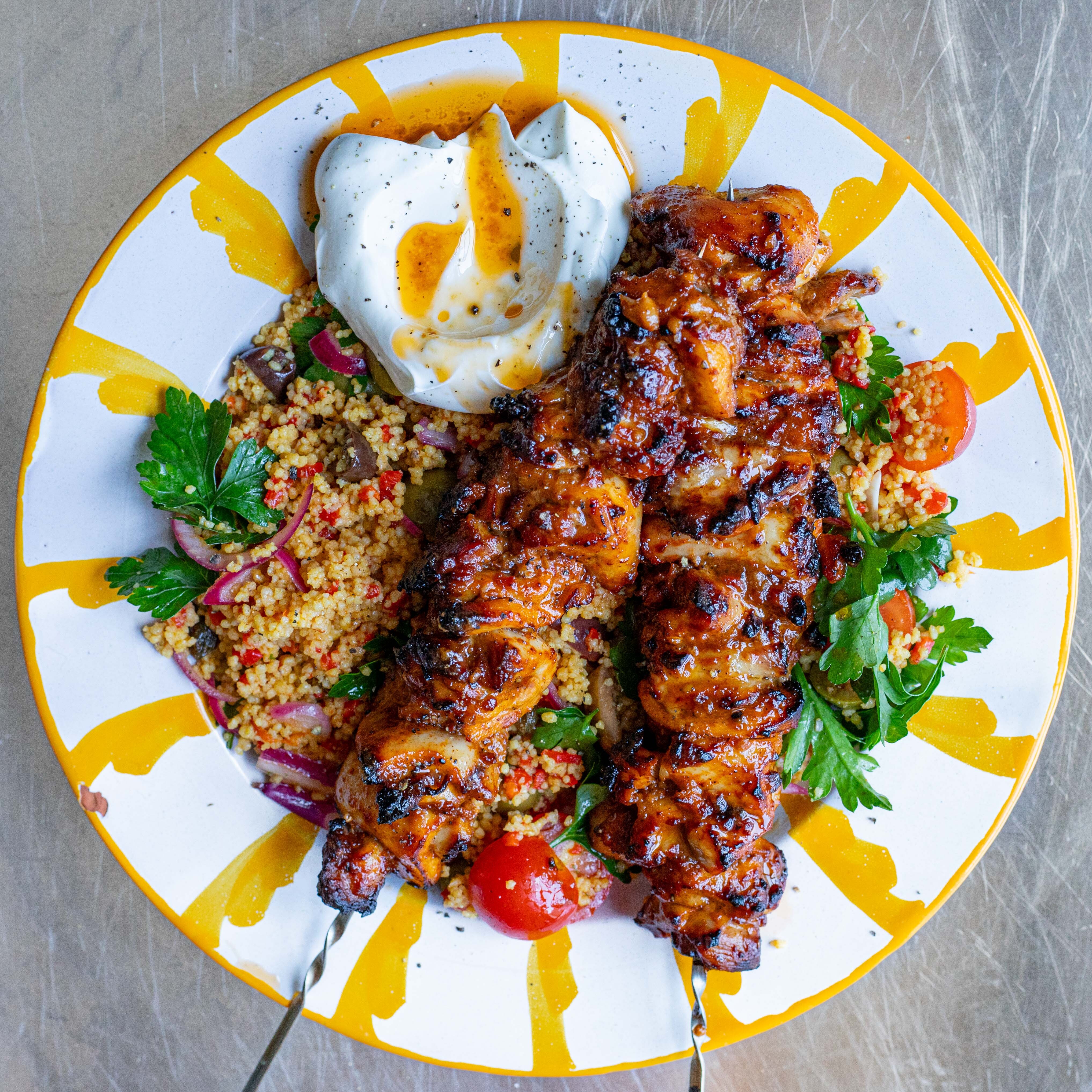 Harissa Chicken Kebabs & Zesty Couscous Salad-image