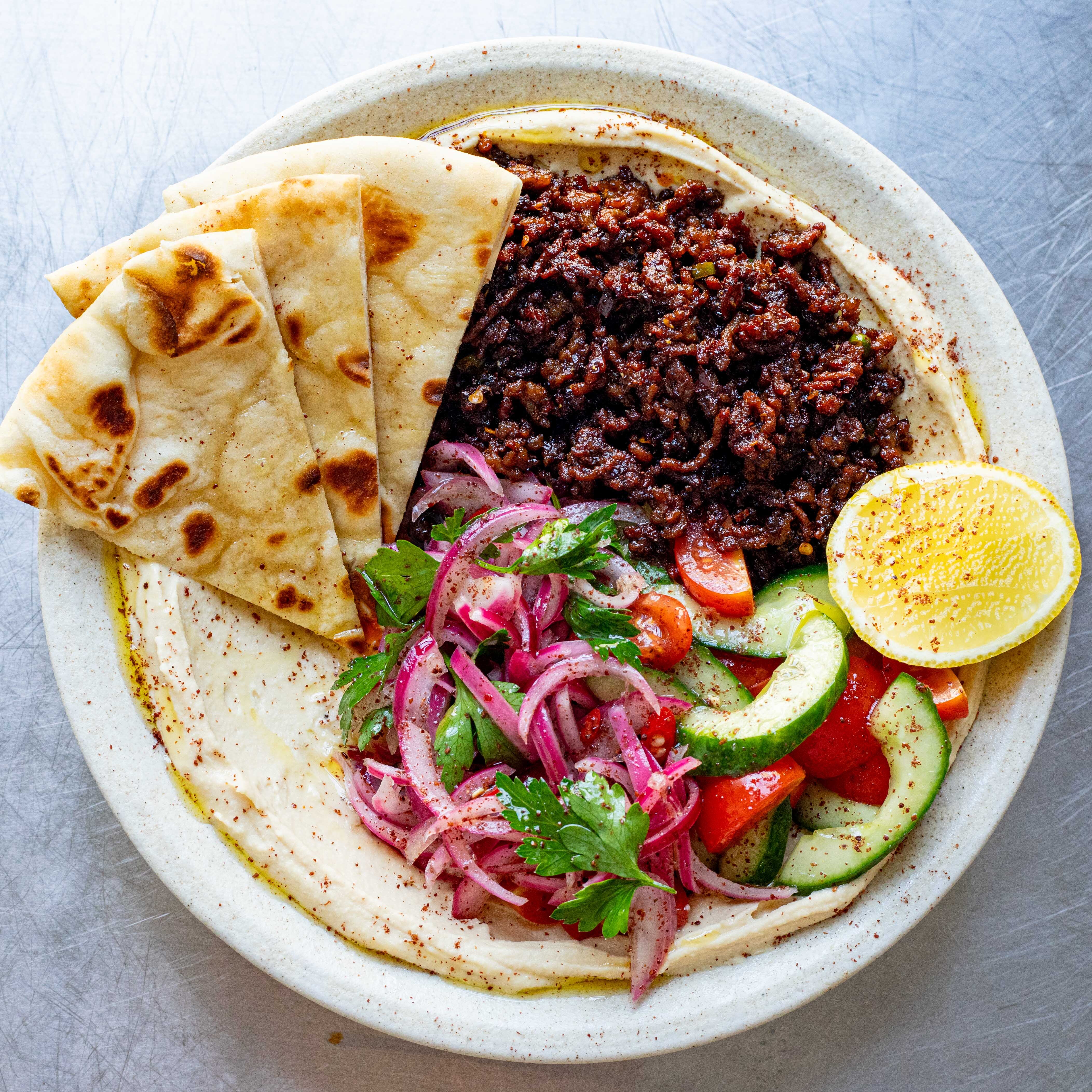 Crispy Harissa Lamb Hummus Bowl-image