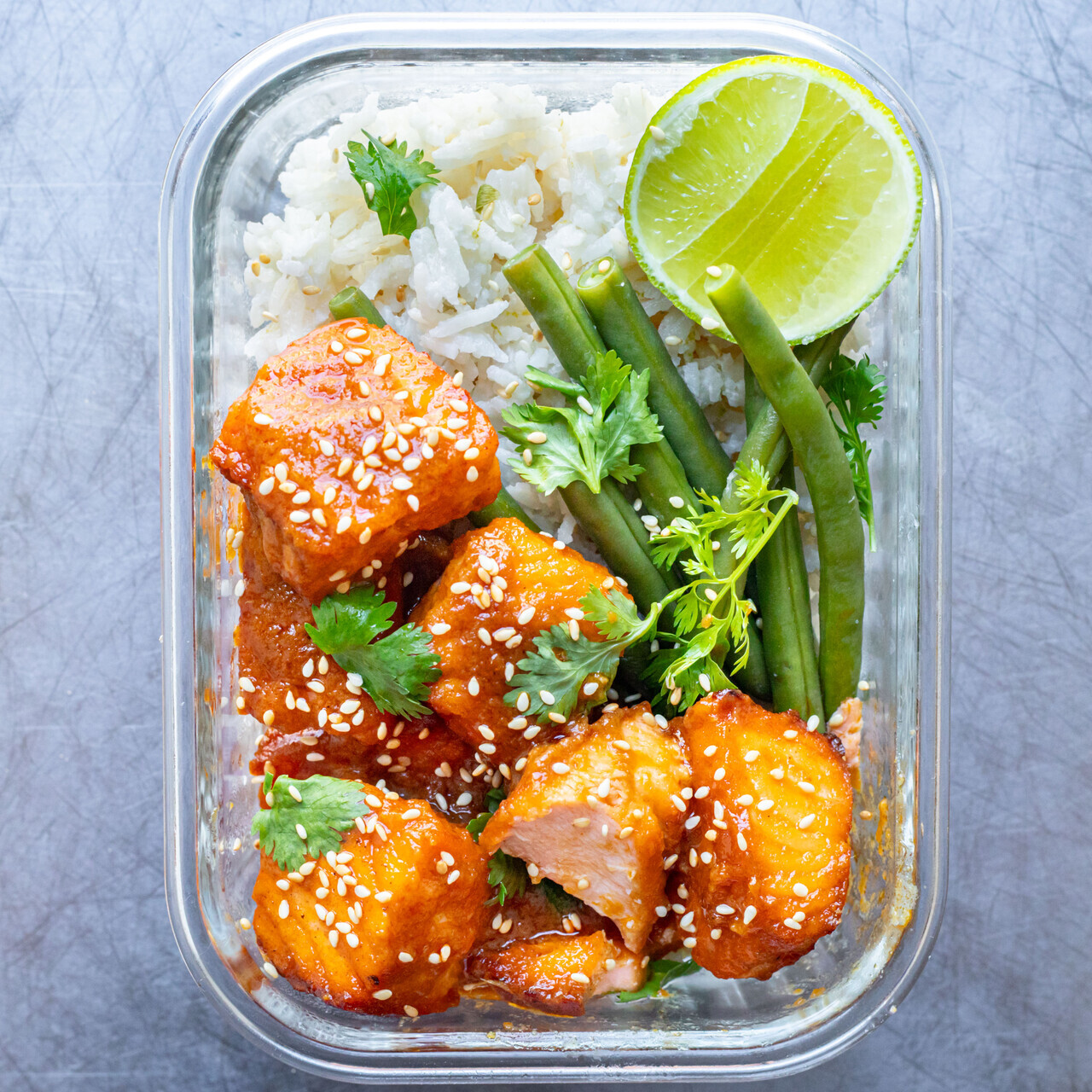 Lunch Box: Thai Red Curry Salmon Bites with Lime & Coconut Rice-image